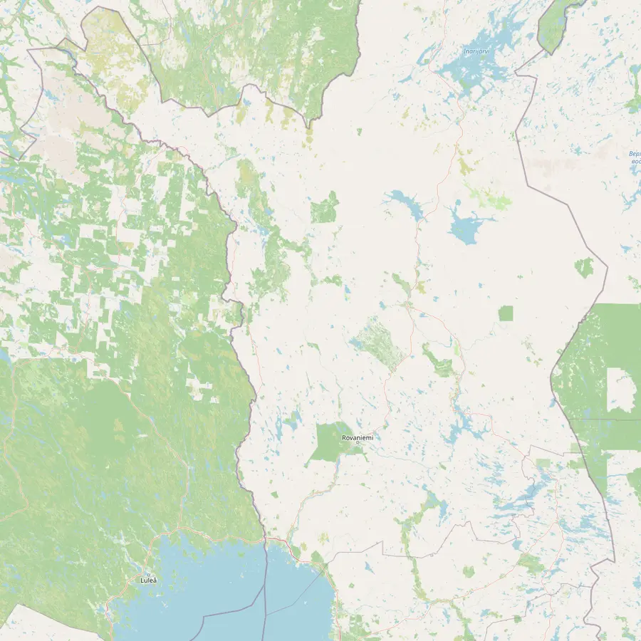Map of Finnish Lapland from Rovaniemi on the Arctic Circle north to Kittilä and Levi